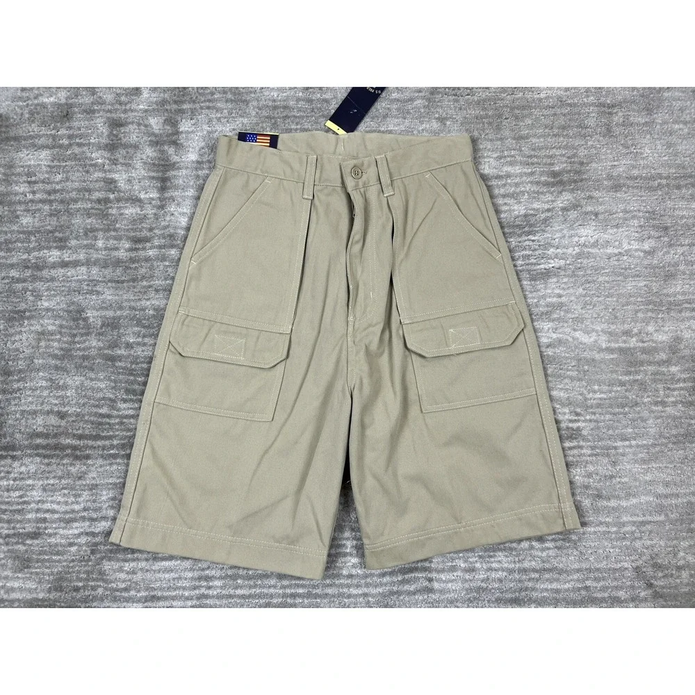 US Polo Assn Cargo Shorts Boys 16 Khaki Uniform Division Adjustable Waist Tan‎